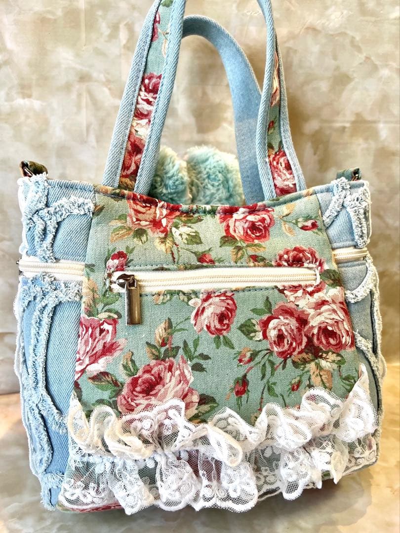 あ*き様 コヤンイサムチョン　コロンと可愛サイドポケットファスナーバッグ　デニム