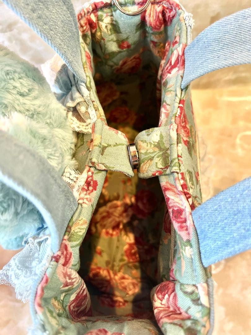 あ*き様 コヤンイサムチョン　コロンと可愛サイドポケットファスナーバッグ　デニム