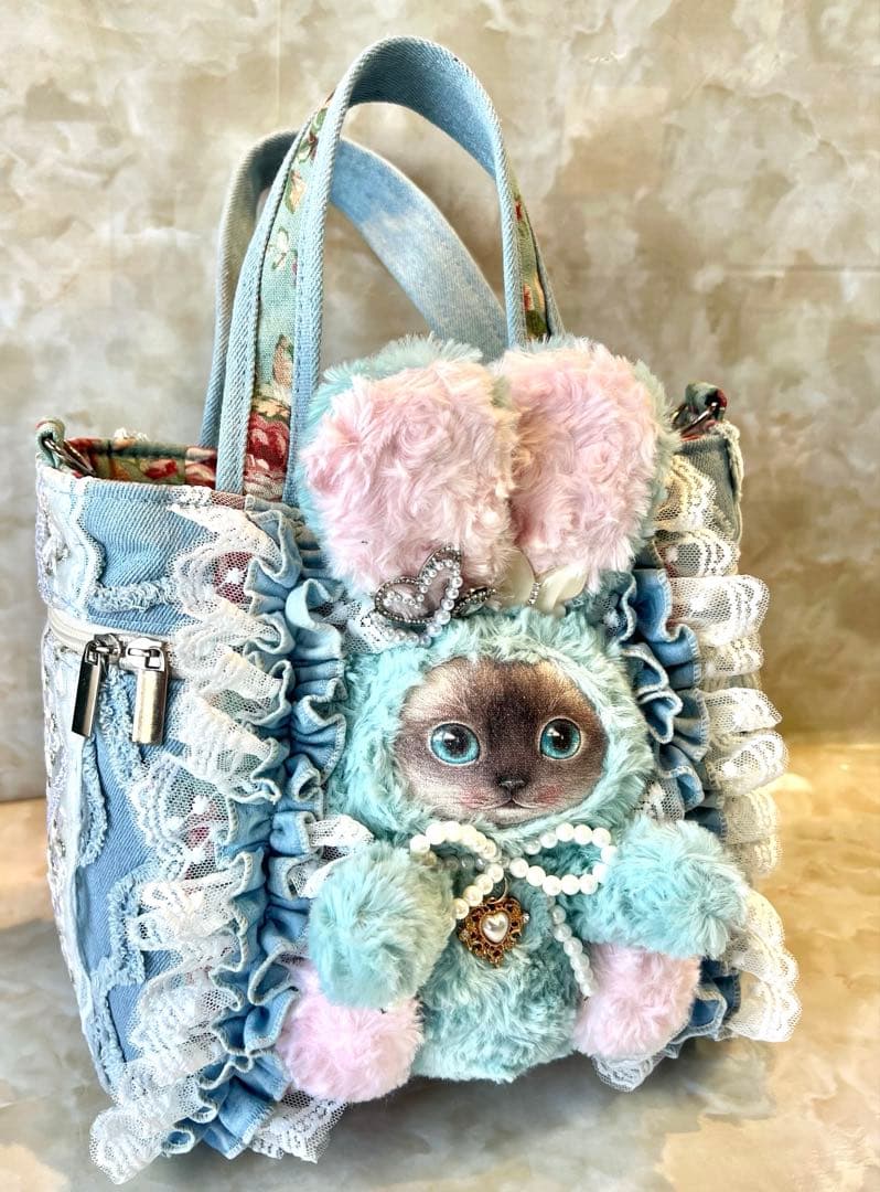 あ*き様 コヤンイサムチョン　コロンと可愛サイドポケットファスナーバッグ　デニム