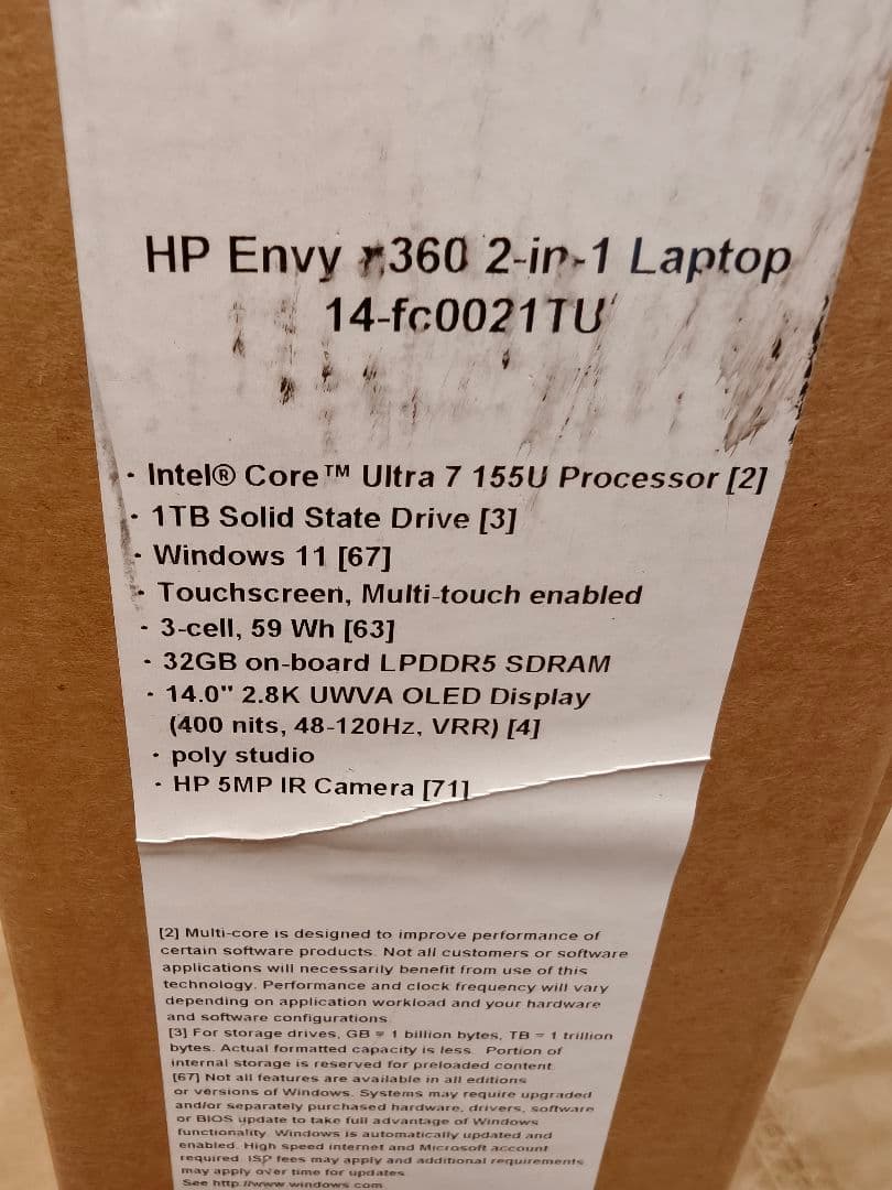 Windowsノート本体 HP ENVY x360 14-fc0021TU Core Ultra7