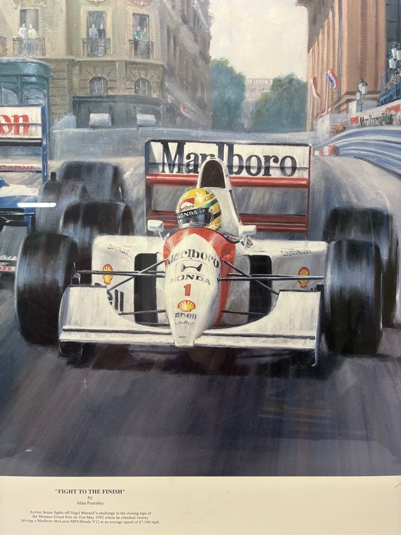 アイルトンセナ 直筆サイン入りリトグラフ　FIGHT TO THE FINISH