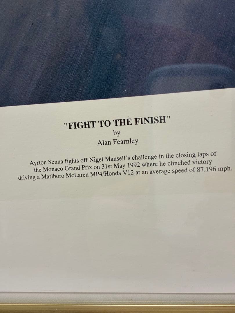 アイルトンセナ 直筆サイン入りリトグラフ　FIGHT TO THE FINISH