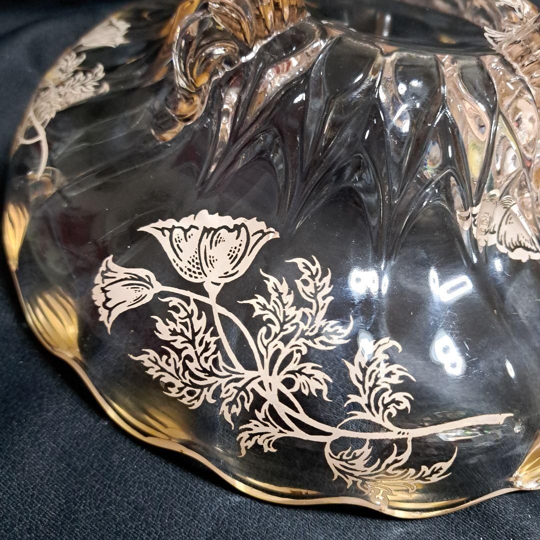 1930年代　アメリカ　シルバーオーバーレイ　ガラスのコンポート