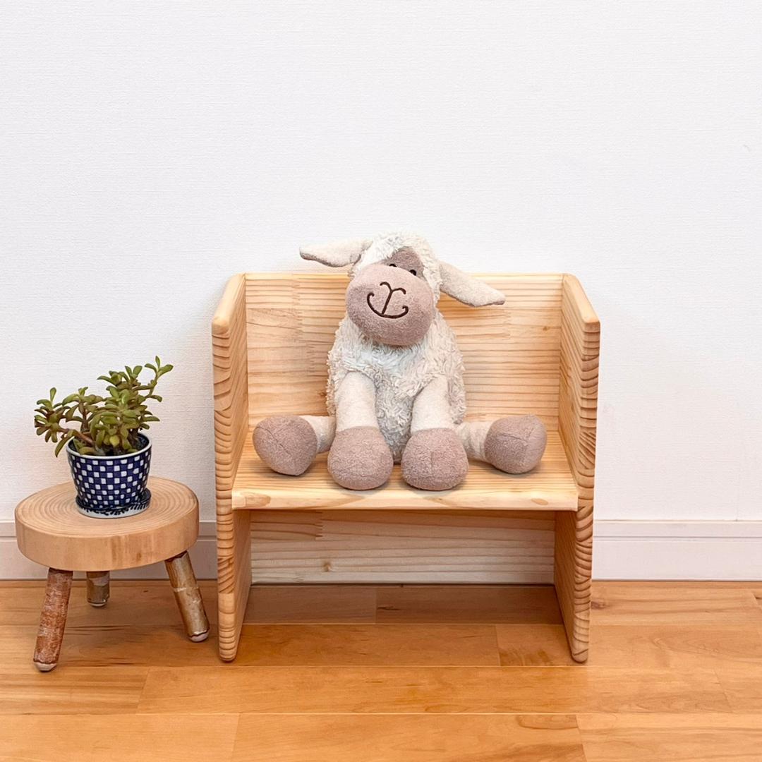 【すべての角が丸い】プレゼント 木製子供椅子　パイン材　変化椅子　キッズチェア