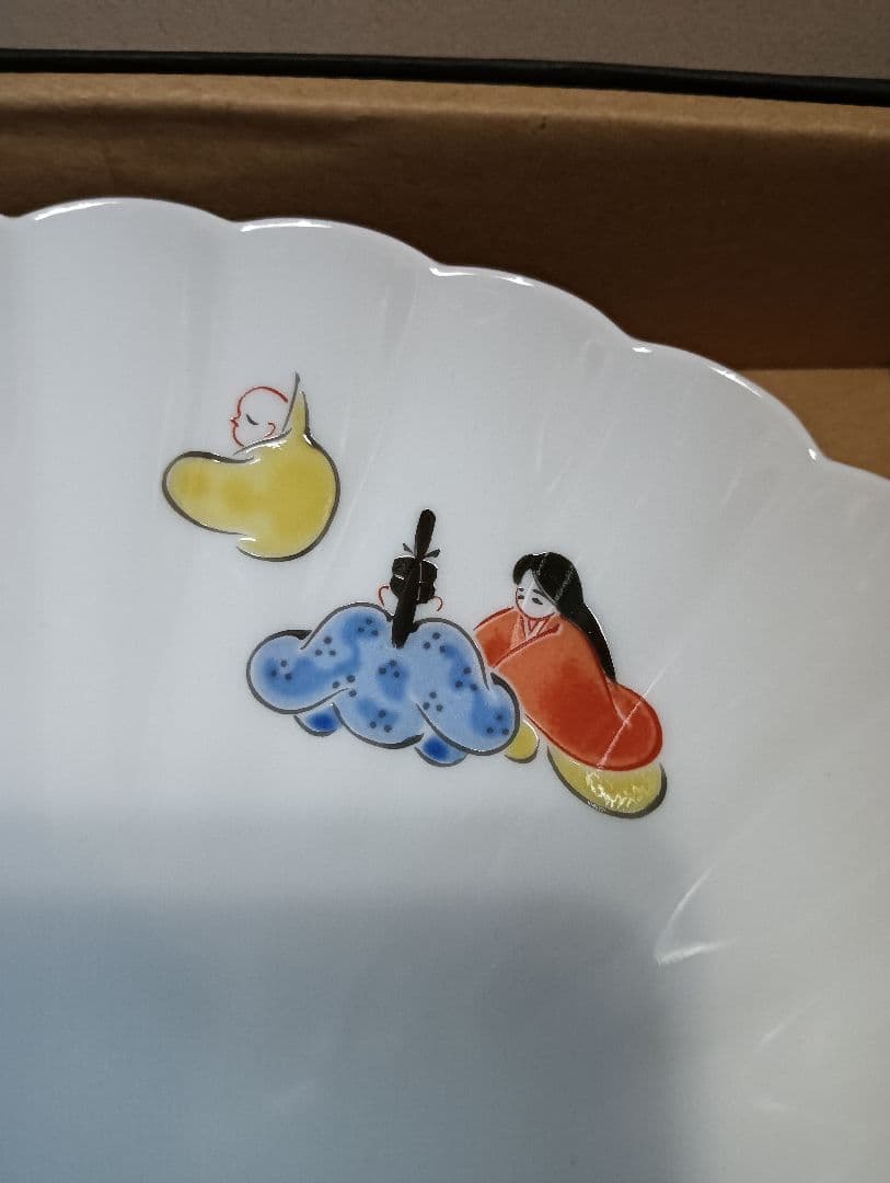 深川製磁　六歌仙　菊割盛皿　1枚　 大皿　21センチ　未使用美品　有田焼