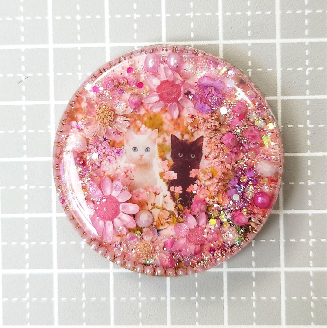 レジン　猫　ヘアゴム　ブローチ　ポニーフック　No.486