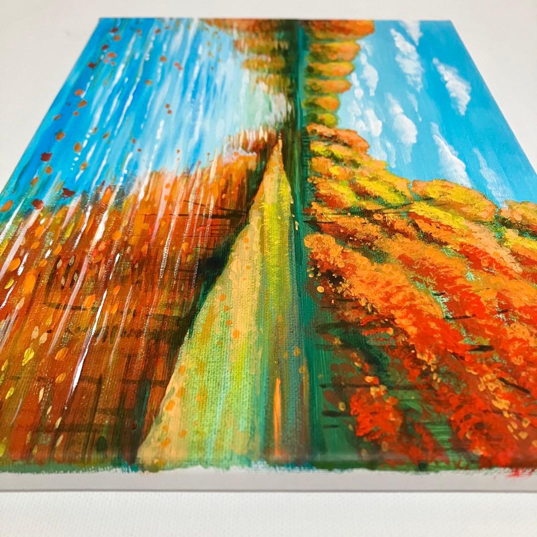 湖に映る秋＊絵画　原画　風景画　芸術　紅葉 現代アート　プレゼント