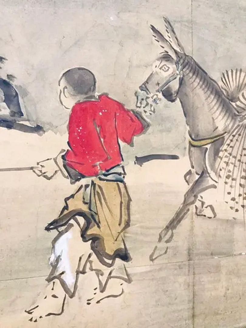 黒田稲皐『農耕図』日本画 和紙 まくり 原画 約10号 真作保証 1点物