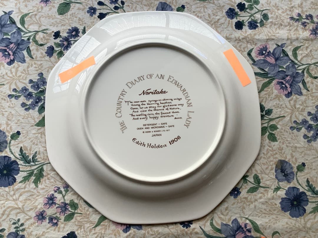 ノリタケ　カントリー・ダイアリー　中サイズプレート　４枚セット