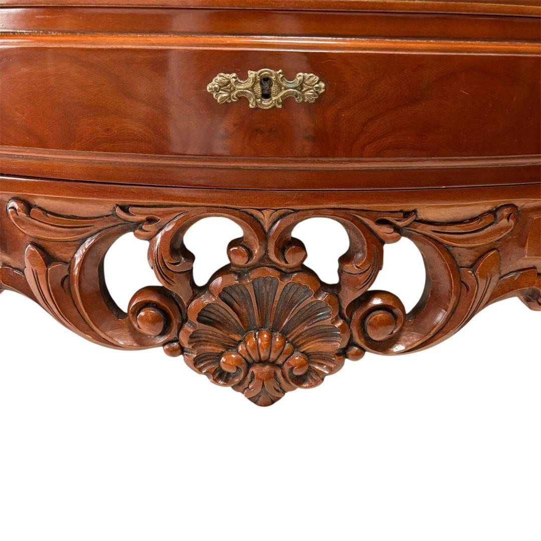 アンティーク調 大理石天板 サイドテーブル チェスト 引出3段 猫足 飾り棚