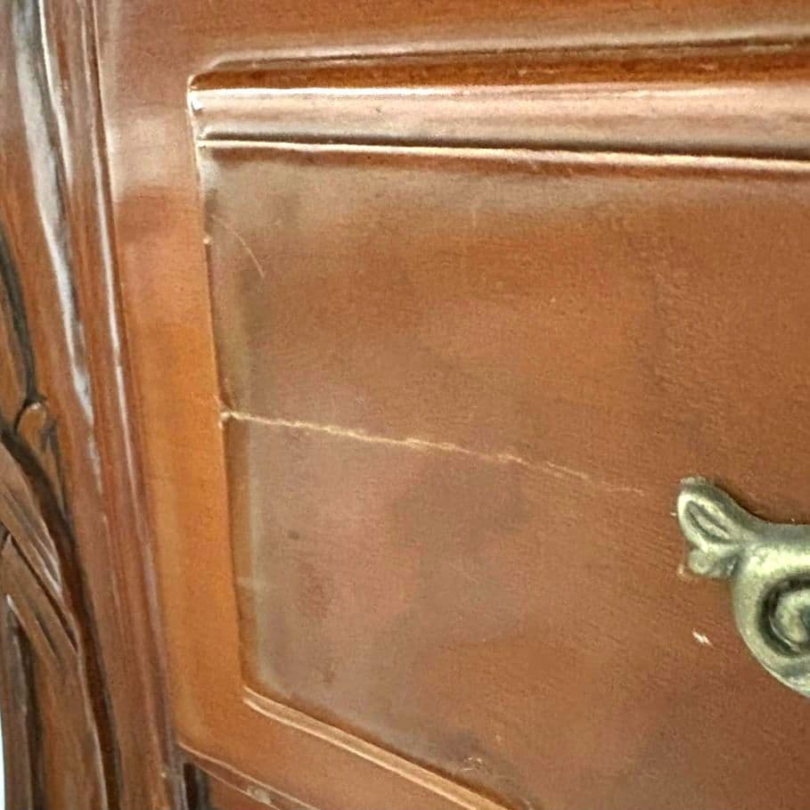 アンティーク調 大理石天板 サイドテーブル チェスト 引出3段 猫足 飾り棚