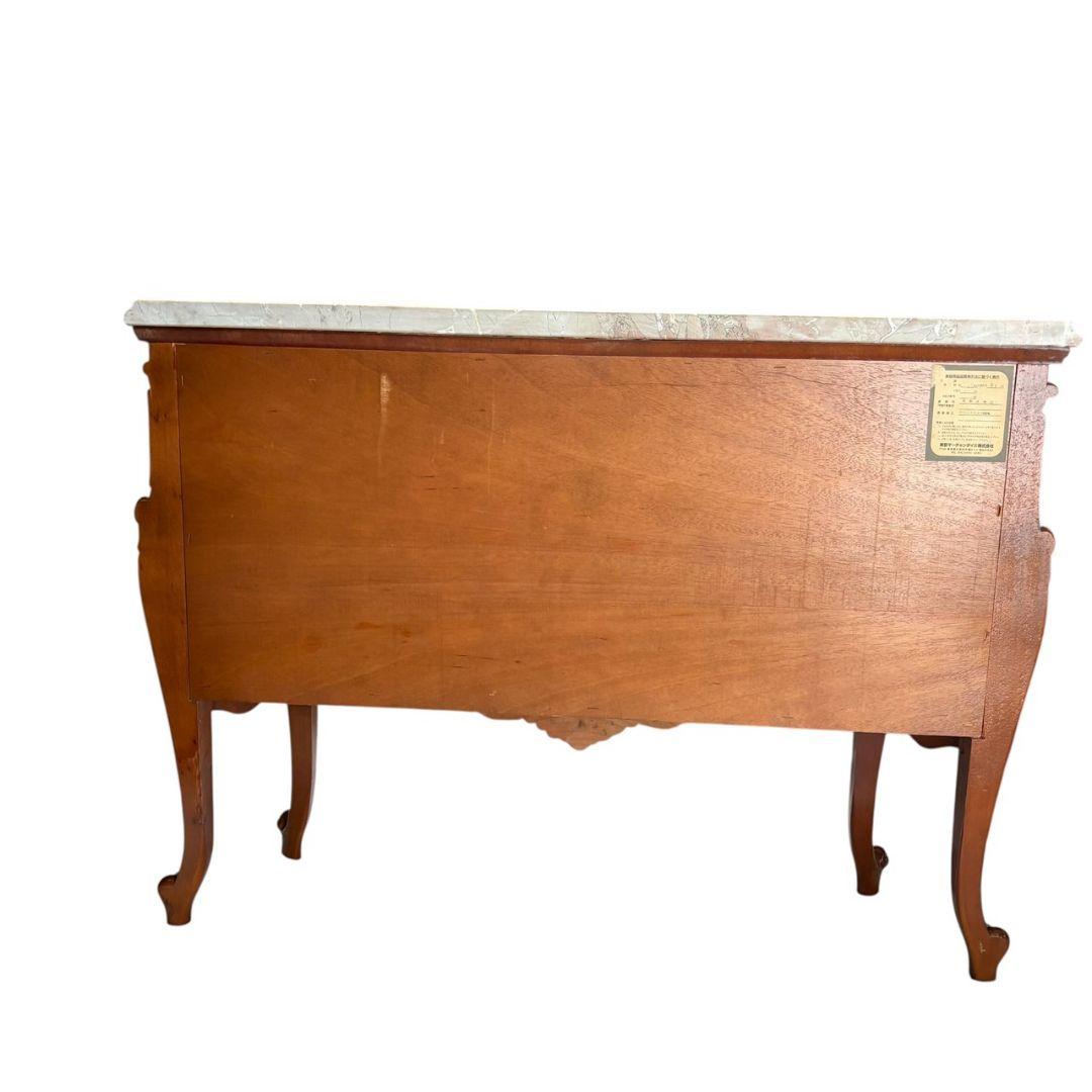 アンティーク調 大理石天板 サイドテーブル チェスト 引出3段 猫足 飾り棚