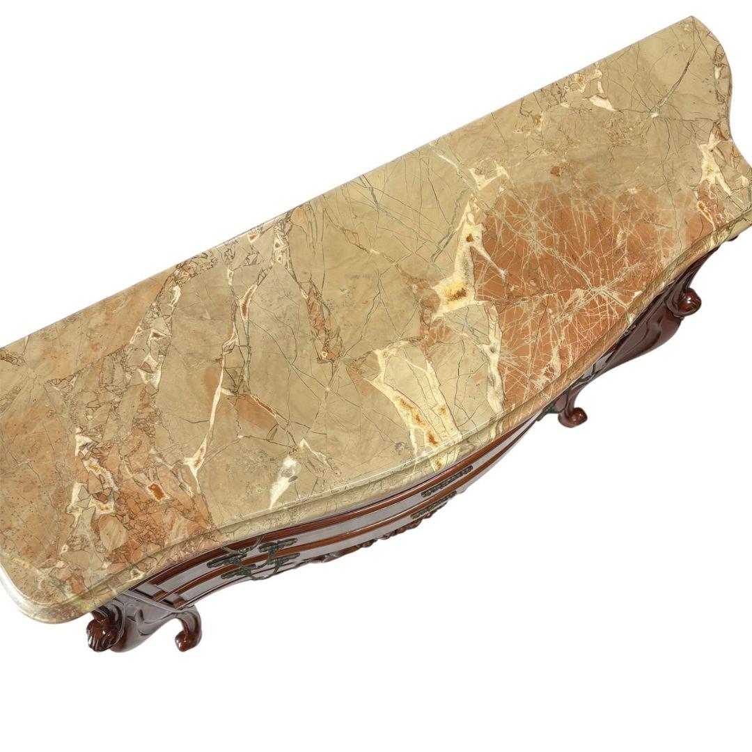 アンティーク調 大理石天板 サイドテーブル チェスト 引出3段 猫足 飾り棚