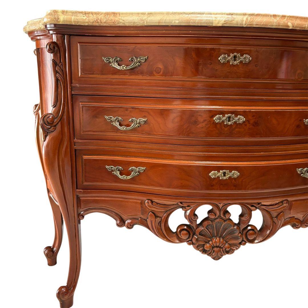 アンティーク調 大理石天板 サイドテーブル チェスト 引出3段 猫足 飾り棚