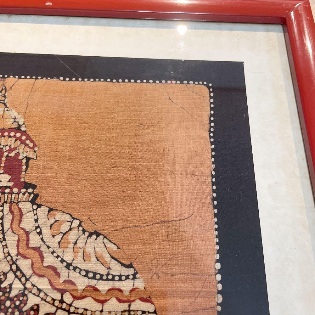 【額縁付き】スリランカ セイロン 象 布絵【壁掛け可能】