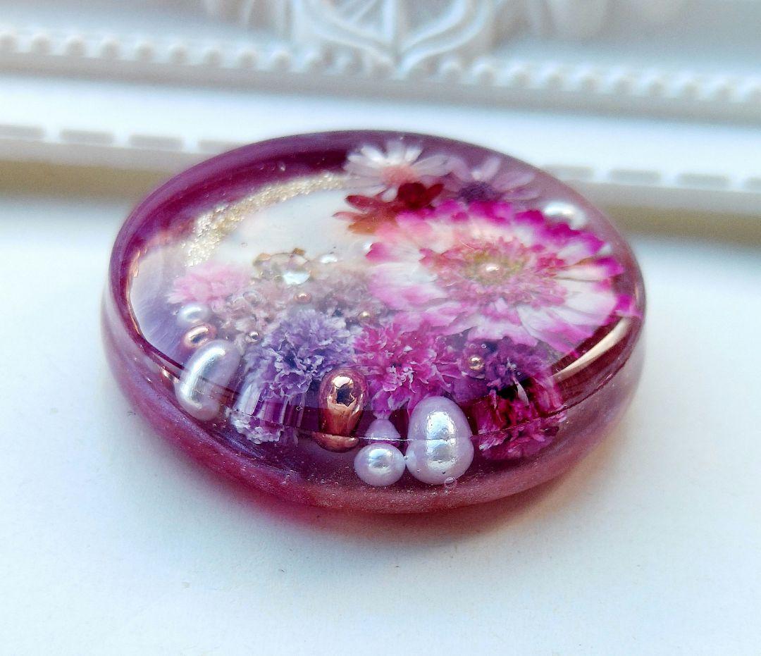 【1367】レジン　マトリカリア　ヘアゴム　ポニーフック　ブロ―チ　ハンドメイド