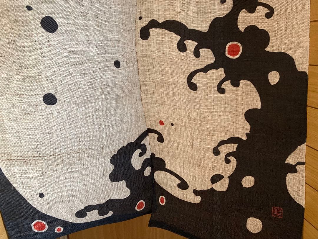 京都くろちく【新品】高級麻筒描き暖簾「荒波」23,650円♪120センチ