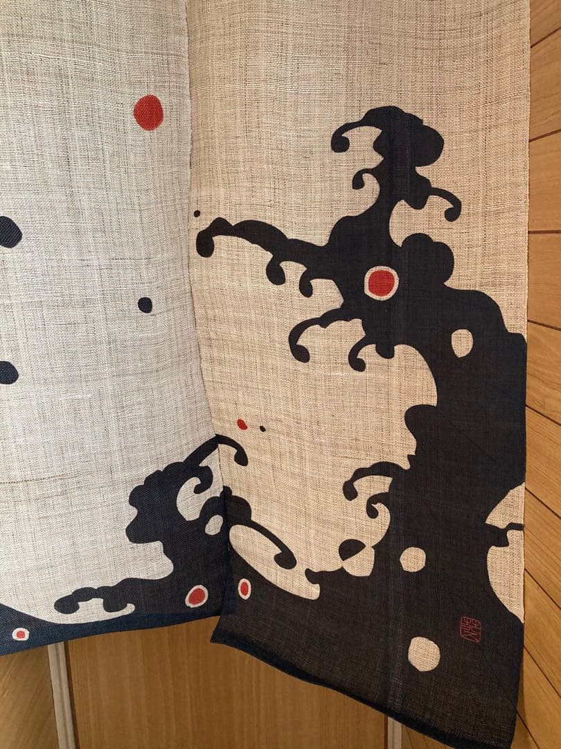 京都くろちく【新品】高級麻筒描き暖簾「荒波」23,650円♪120センチ
