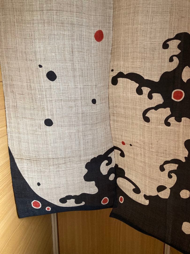 京都くろちく【新品】高級麻筒描き暖簾「荒波」23,650円♪120センチ