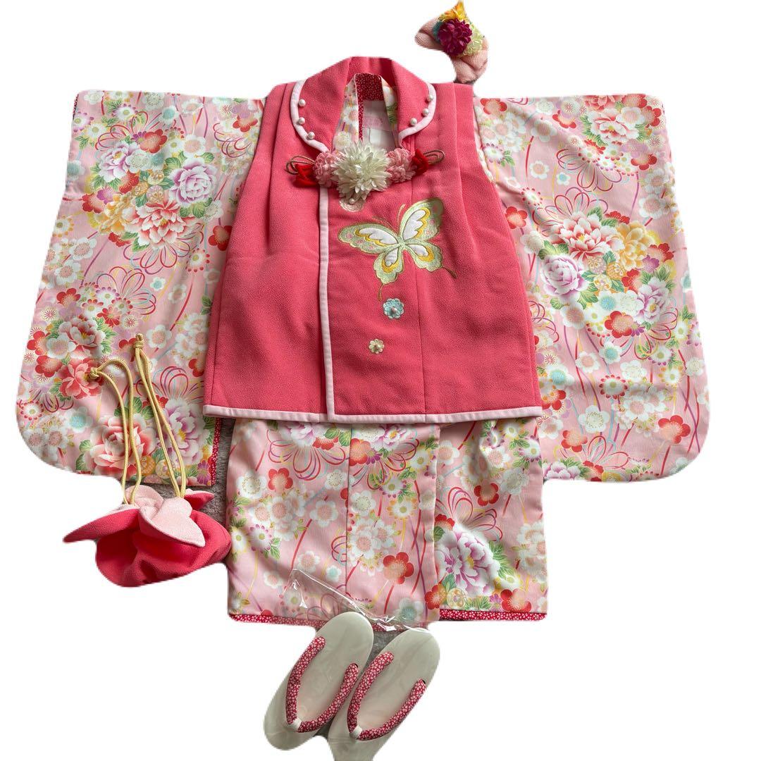 値下げ 七五三 乙葉 着物被布フルセット ピンク 3歳