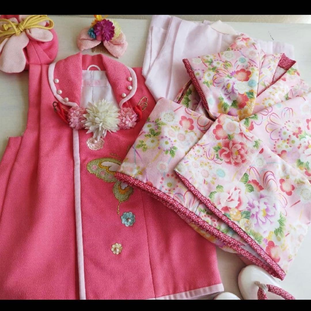 値下げ 七五三 乙葉 着物被布フルセット ピンク 3歳