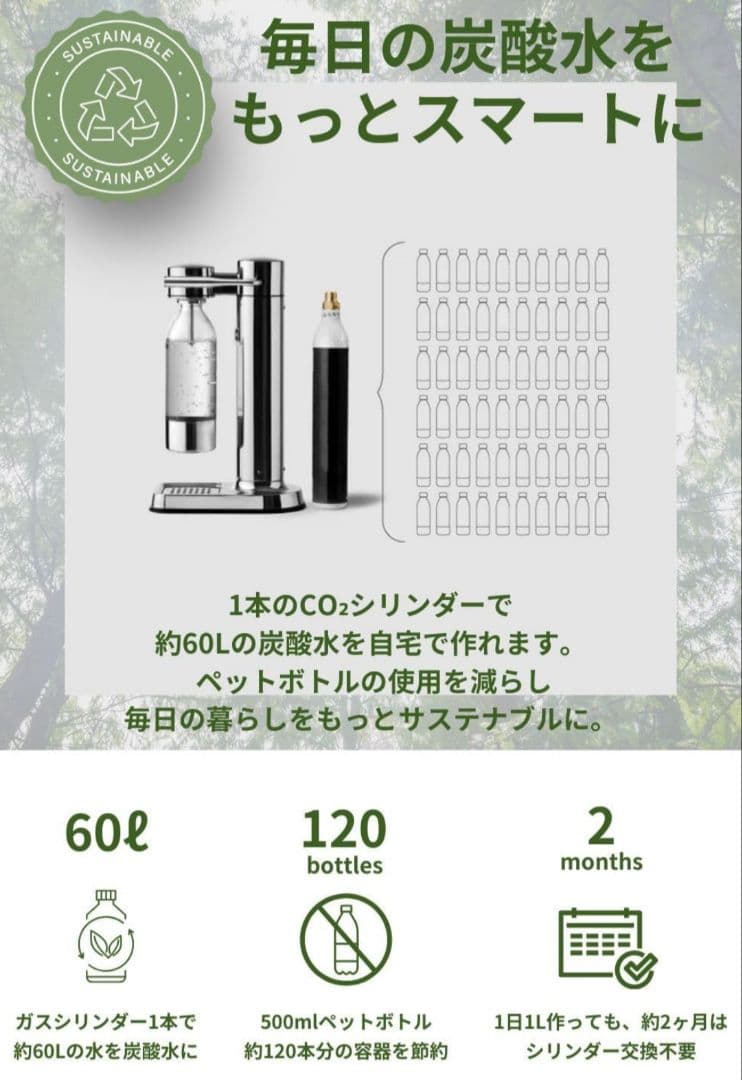 未使用品【専用ボトル１本】aarke カーボネーター3 炭酸水メーカー ソーダ水