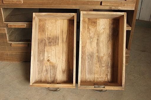 前面ガラスの引き出し3段×小引き出し2段　食器棚　シャツケース　タンス　古家具