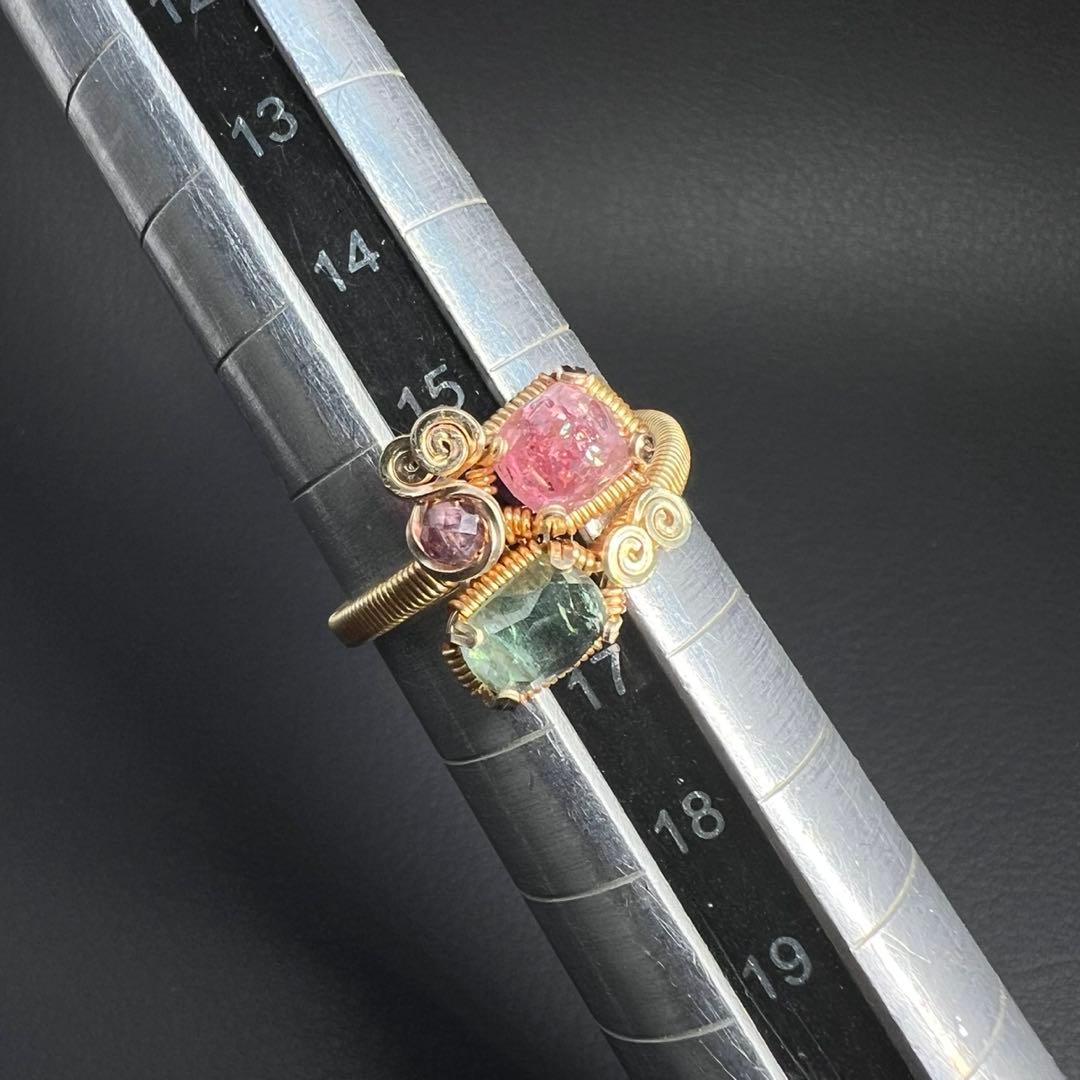 【for ☆彩テラス☆様】ピンクトルマリン＆ライトブルートルマリンリング