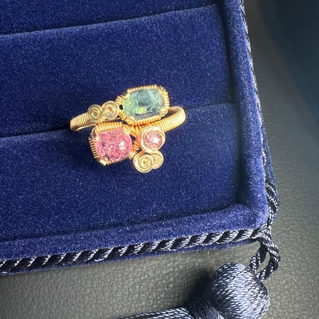 【for ☆彩テラス☆様】ピンクトルマリン＆ライトブルートルマリンリング