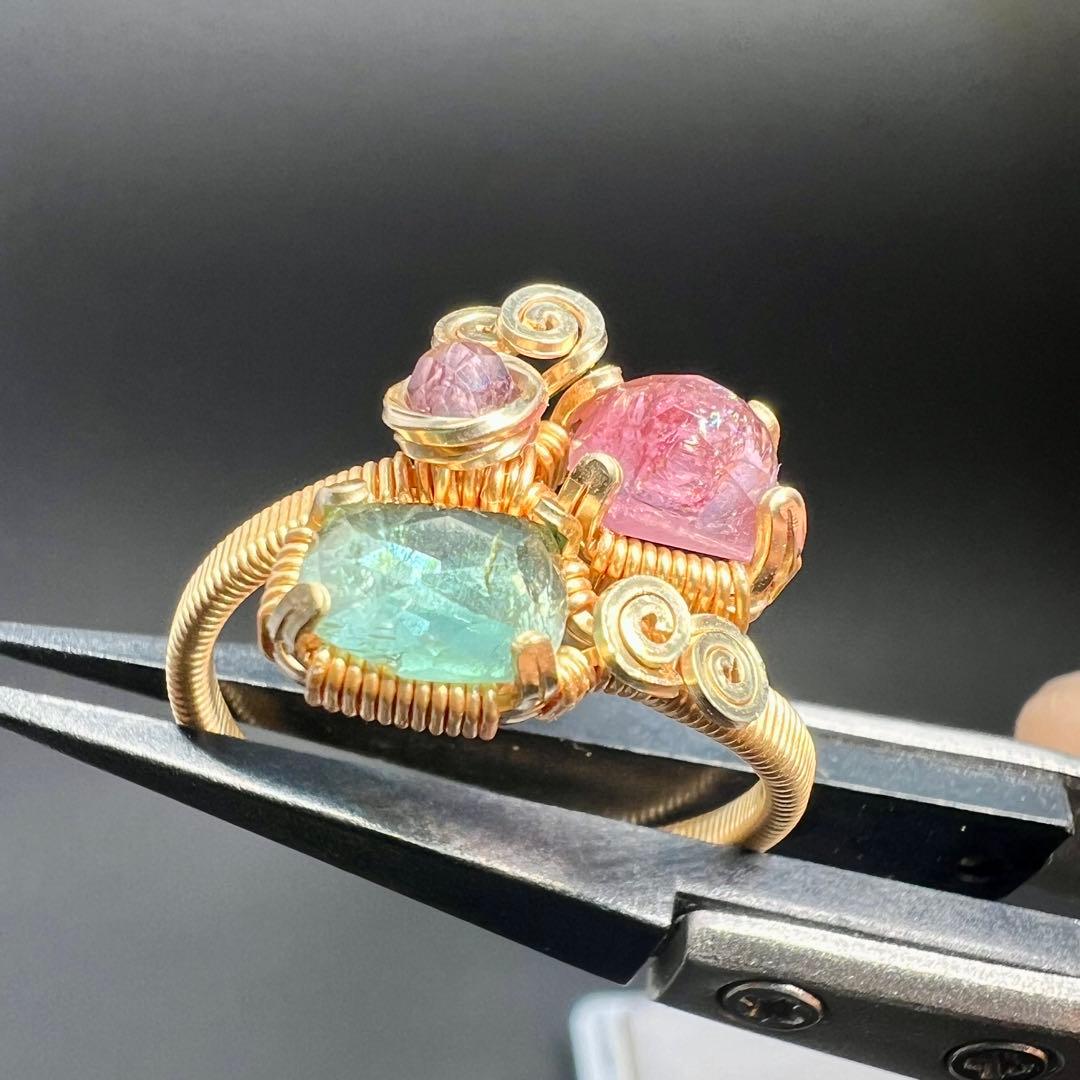 【for ☆彩テラス☆様】ピンクトルマリン＆ライトブルートルマリンリング