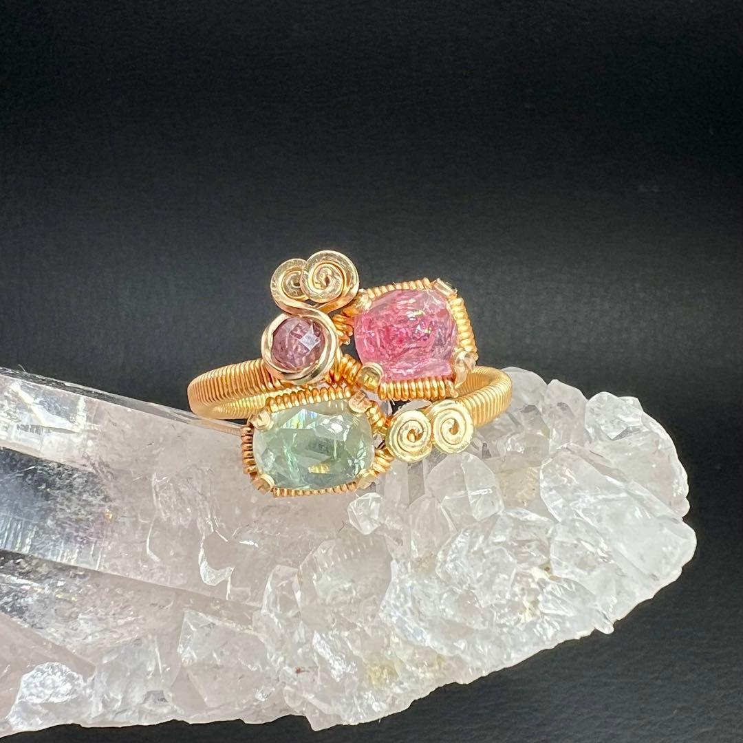 【for ☆彩テラス☆様】ピンクトルマリン＆ライトブルートルマリンリング