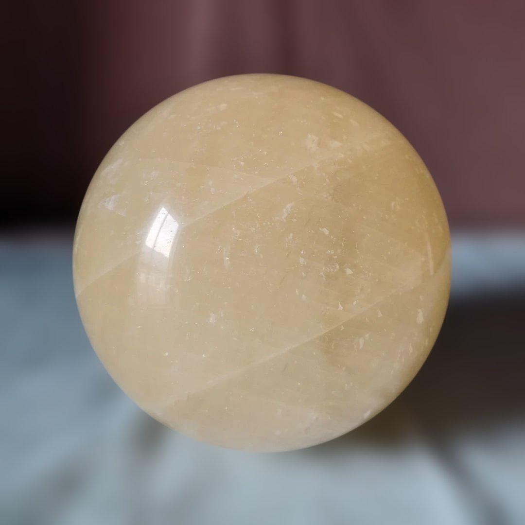 特大160ミリ径球レインボ-イェロ-カルサイト/風水インテリア ラッキ-アイテム
