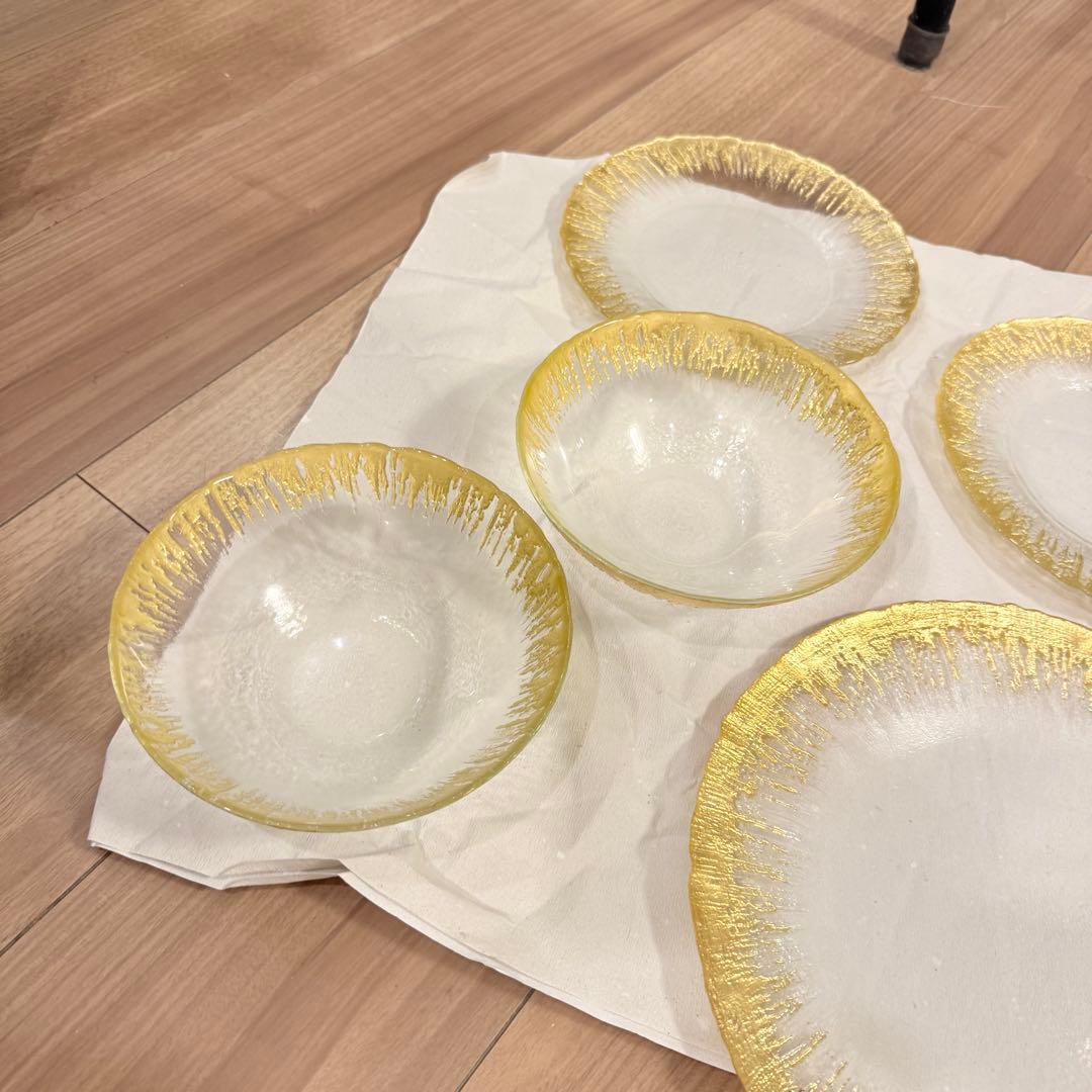 未使用 Francfranc シャイン ガラスプレート、ガラスボウル　まとめて