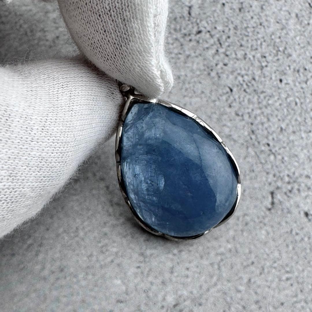 P-28天然アクアマリン　シズク型ペンダントトップ　s925シルバーアクセサリー