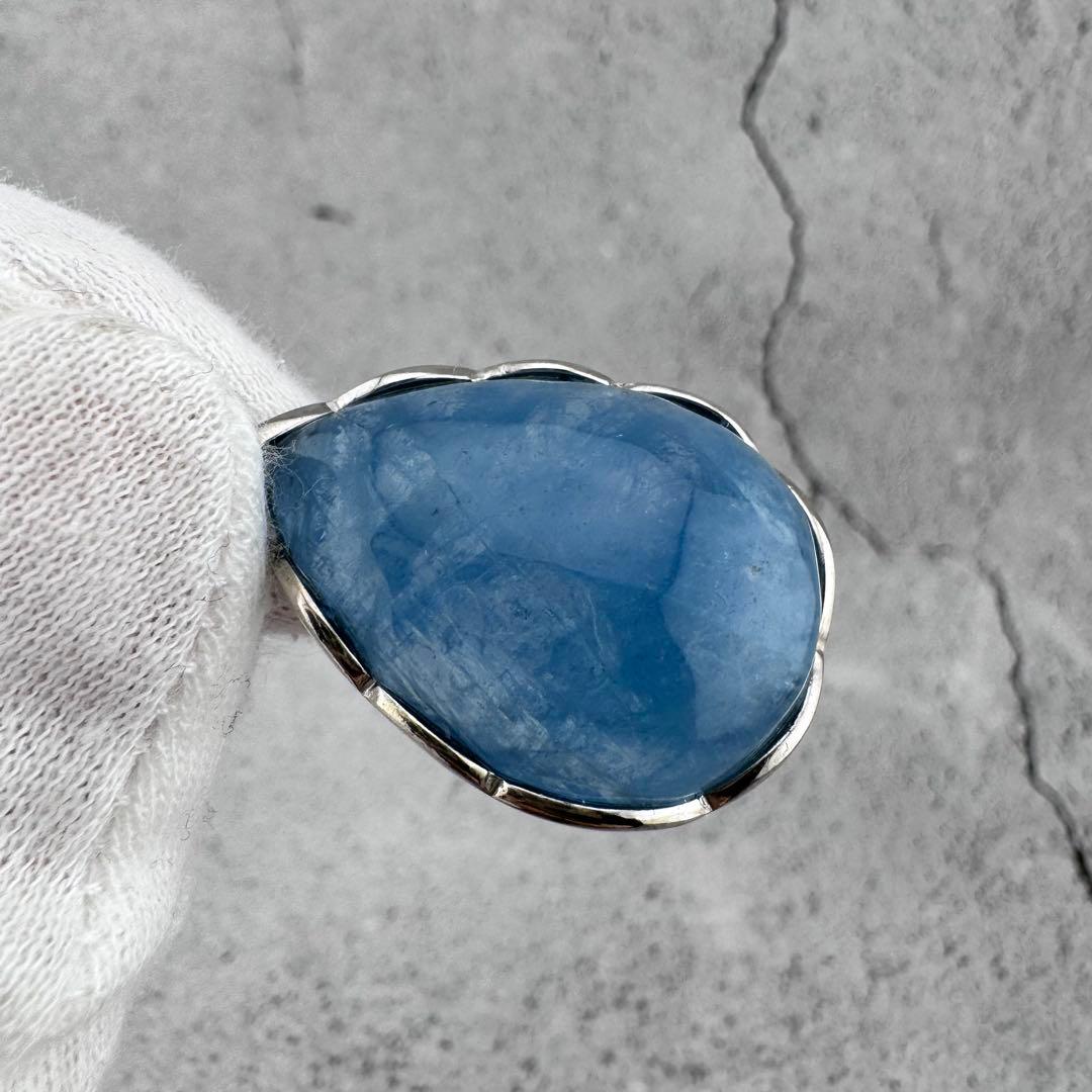 P-28天然アクアマリン　シズク型ペンダントトップ　s925シルバーアクセサリー