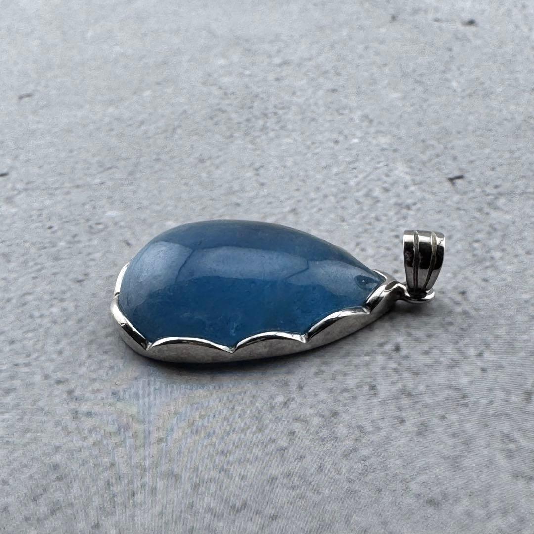 P-28天然アクアマリン　シズク型ペンダントトップ　s925シルバーアクセサリー
