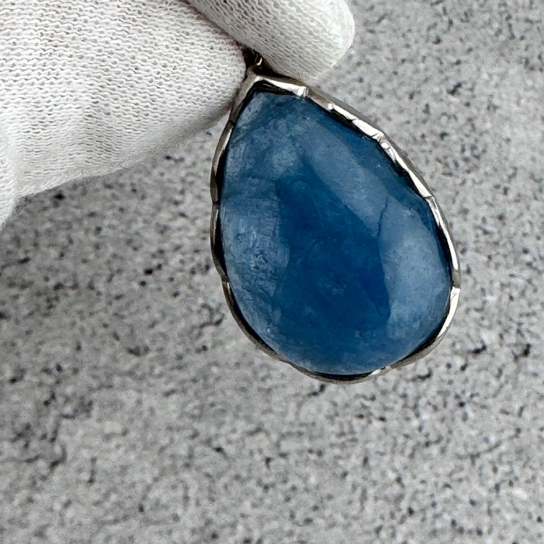 P-28天然アクアマリン　シズク型ペンダントトップ　s925シルバーアクセサリー