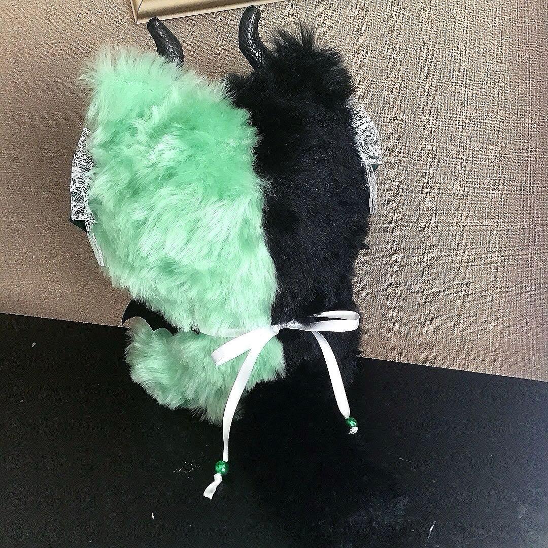 【118】猫　デビル　ミント&黒　おすわり　ぬい服　16cm 着ぐるみ