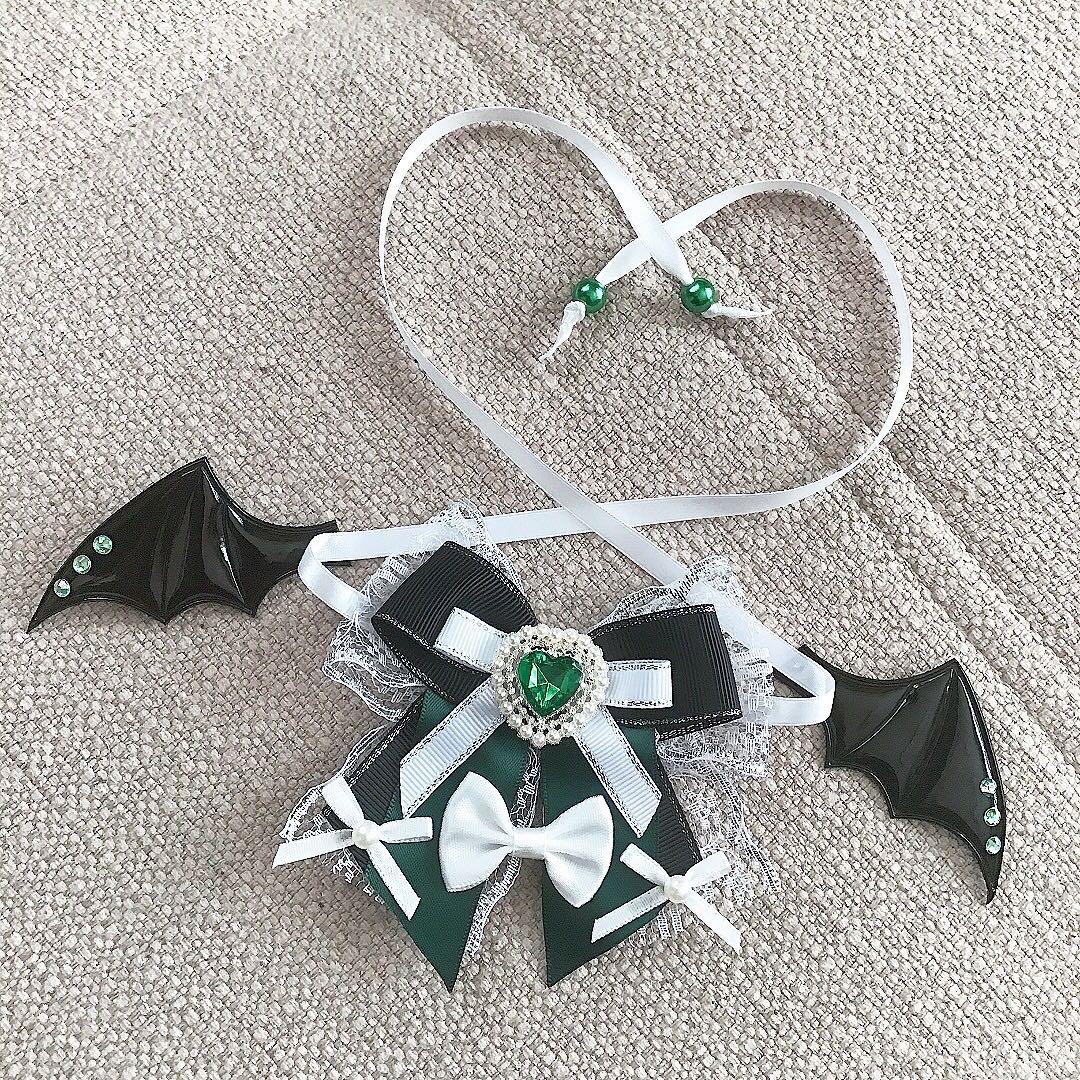 【118】猫　デビル　ミント&黒　おすわり　ぬい服　16cm 着ぐるみ