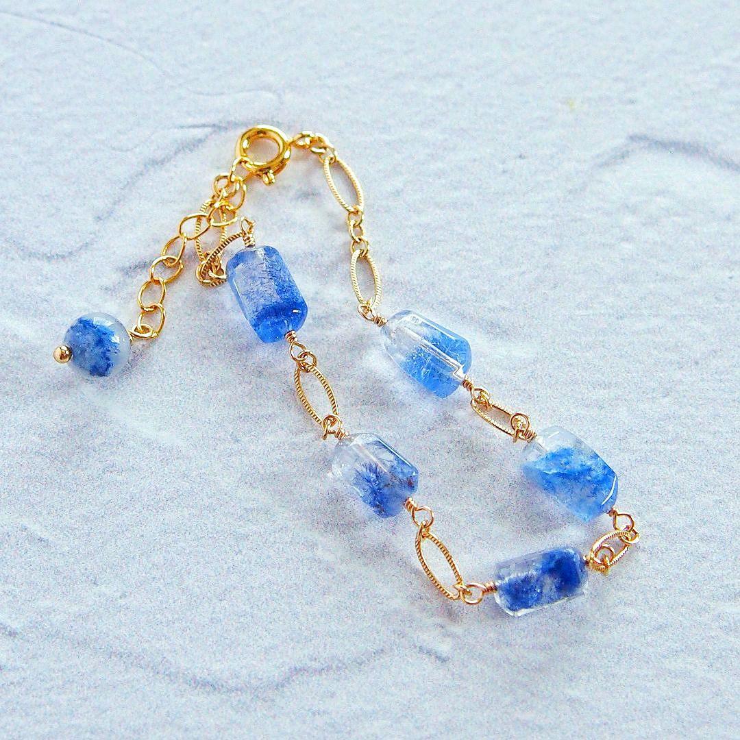 デュモルチェライトインクォーツ　ブレスレット　14kgf　B