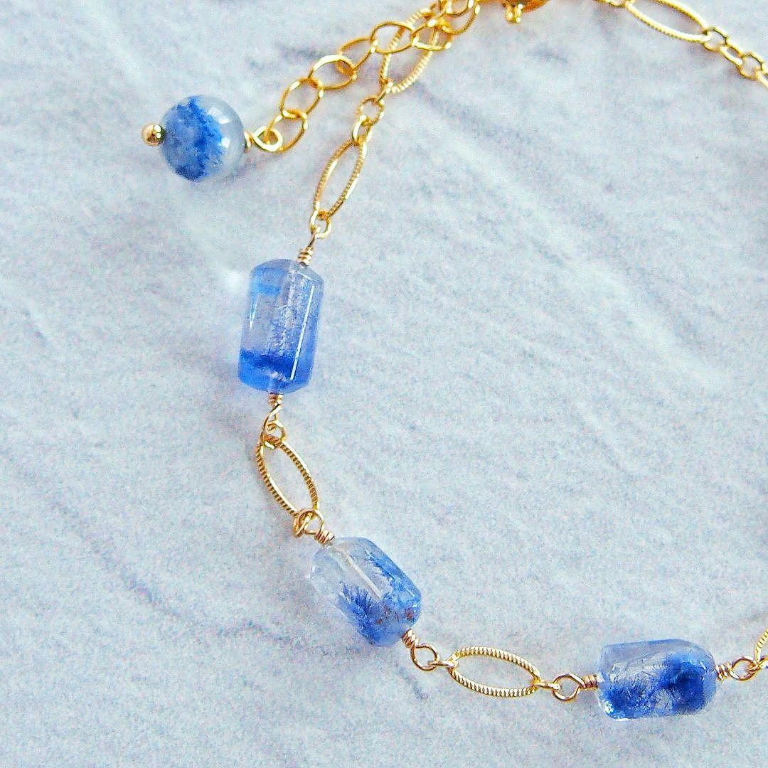 デュモルチェライトインクォーツ　ブレスレット　14kgf　B