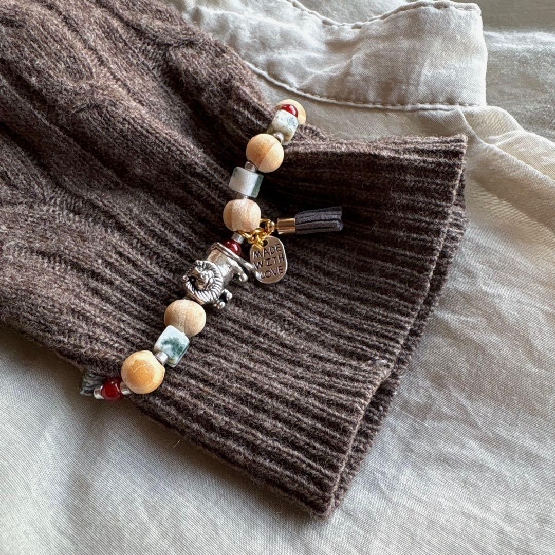 no.106 王様ライオンとツリーアゲートのゴムブレス