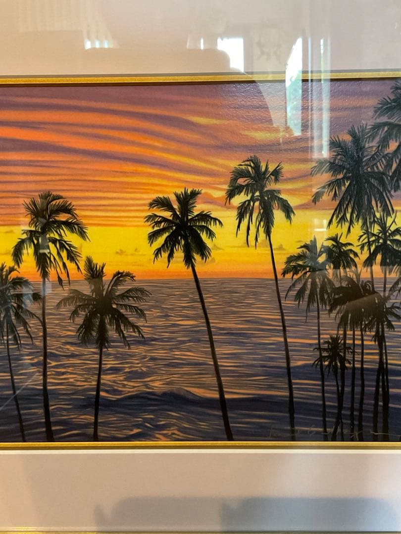 絵画　デイビッド・ガエーゴス　ヒロベイガーデン　シルクスクリーン　海