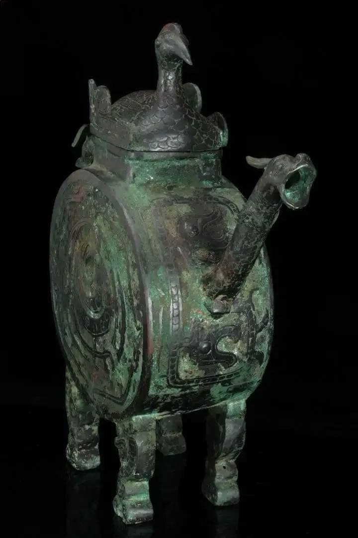 中国　銅　置物　青銅水注 水器 龍紋鷲蓋青銅器 共箱付 古美術 骨董品