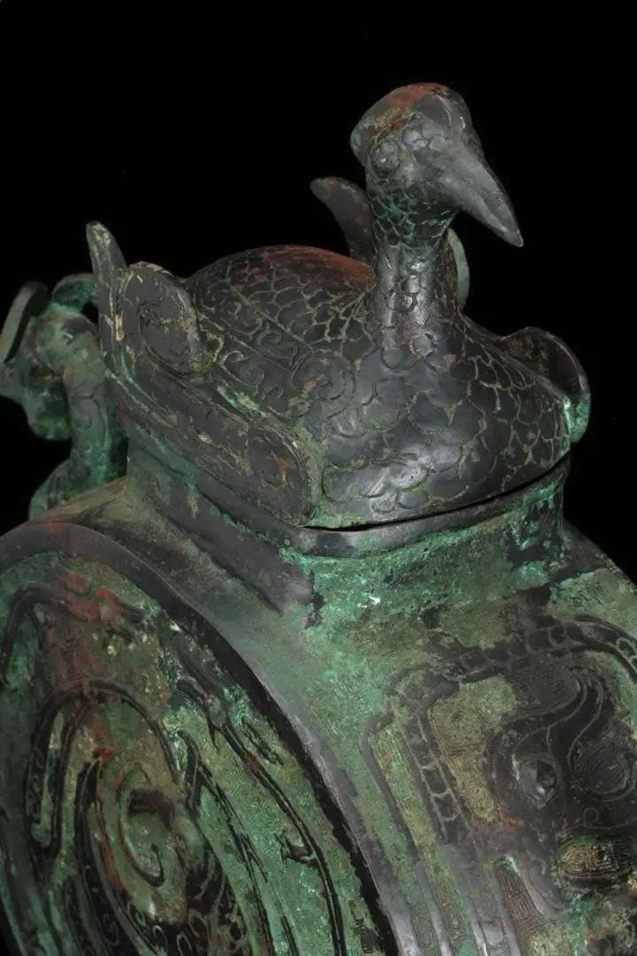中国　銅　置物　青銅水注 水器 龍紋鷲蓋青銅器 共箱付 古美術 骨董品