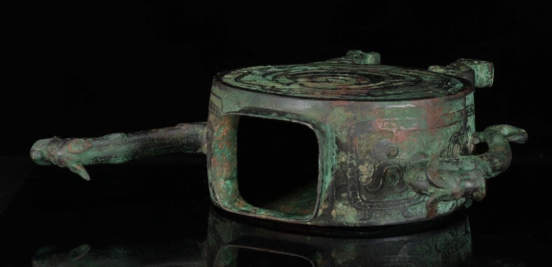 中国　銅　置物　青銅水注 水器 龍紋鷲蓋青銅器 共箱付 古美術 骨董品