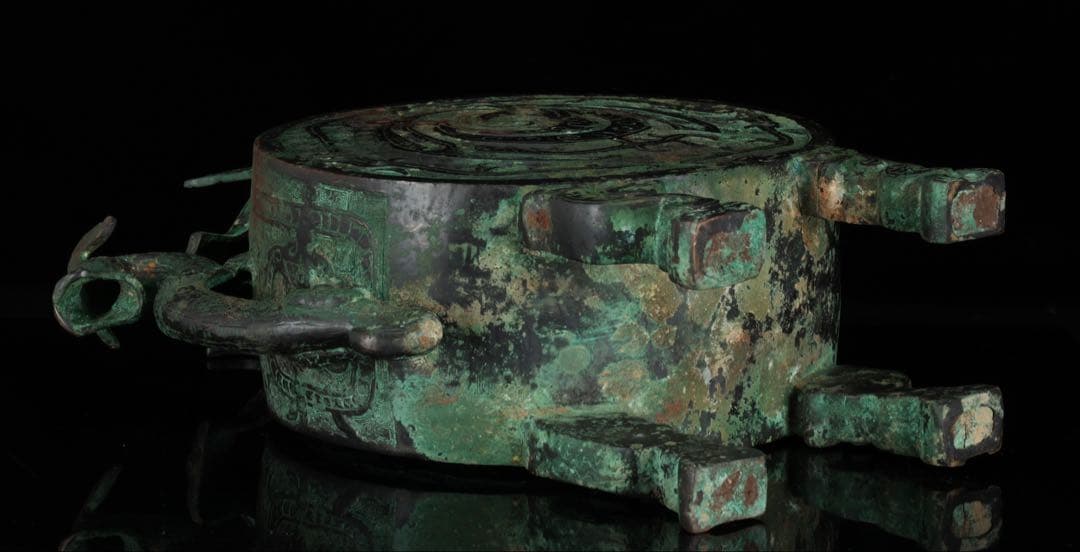 中国　銅　置物　青銅水注 水器 龍紋鷲蓋青銅器 共箱付 古美術 骨董品