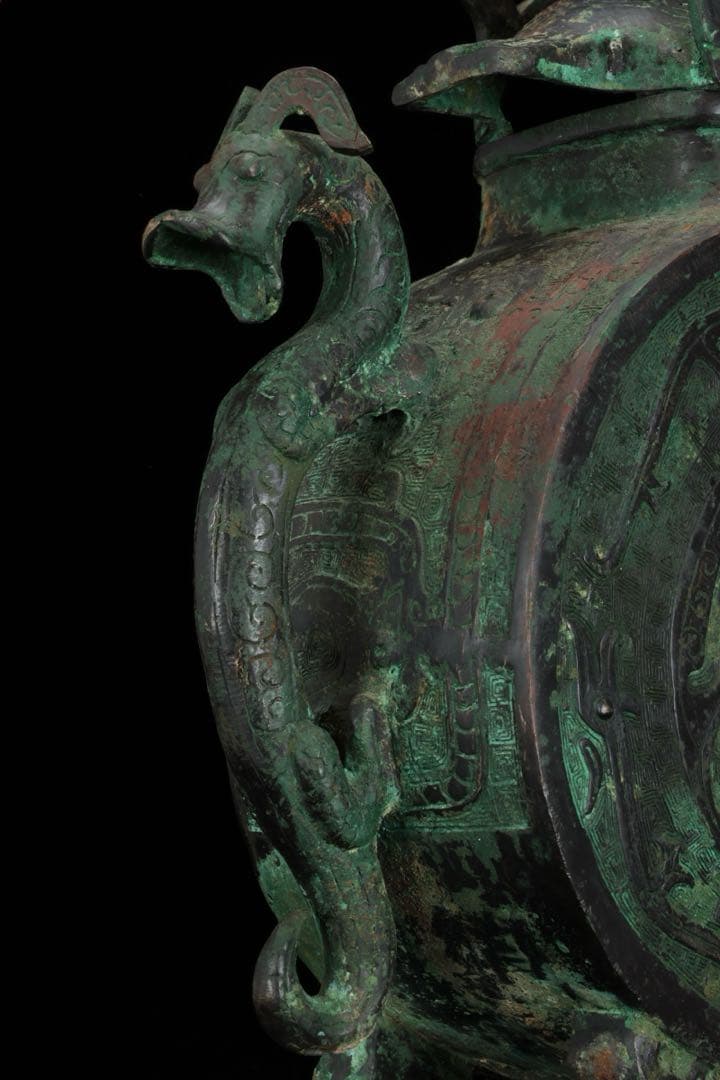 中国　銅　置物　青銅水注 水器 龍紋鷲蓋青銅器 共箱付 古美術 骨董品