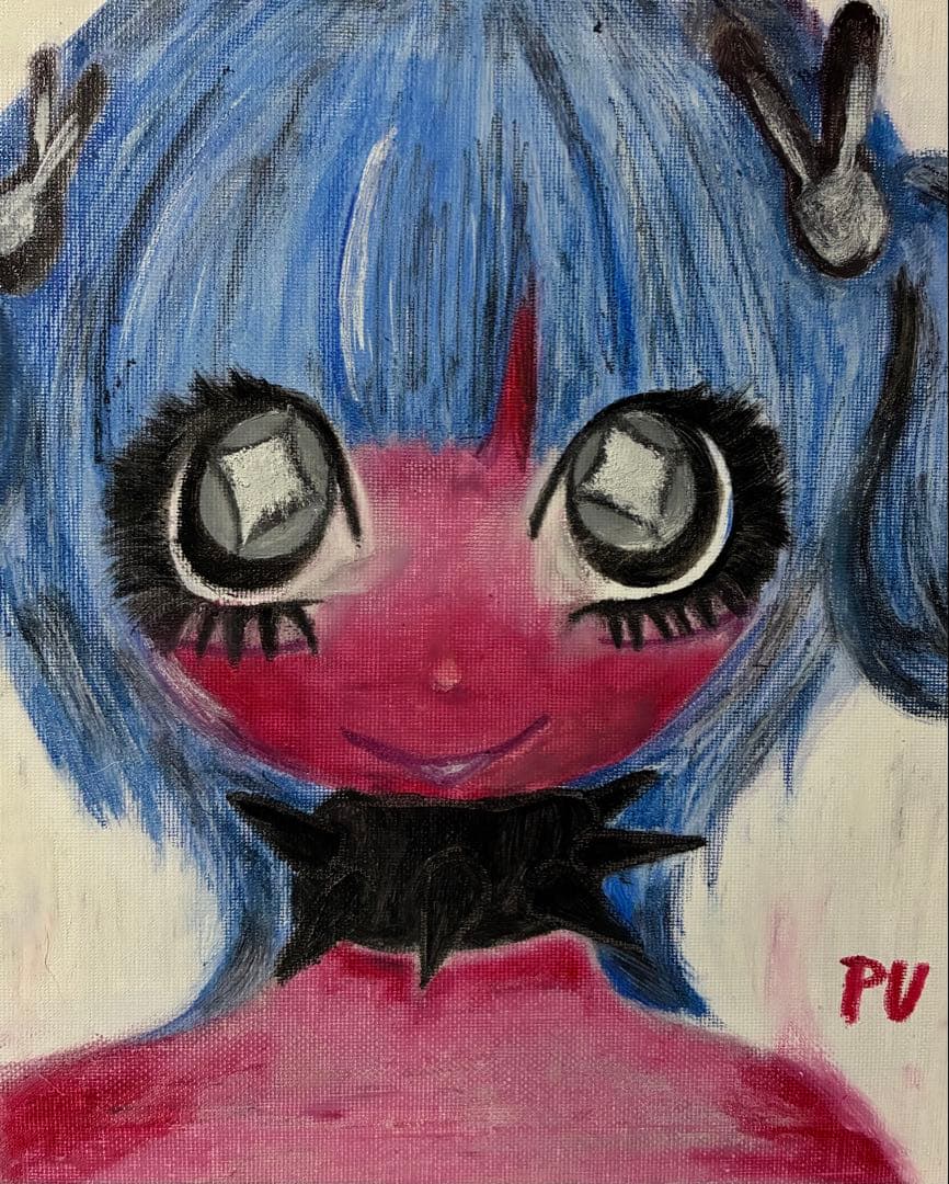 アート イラスト 絵画 病みかわいい 女の子 オリジナル 創作 一点物 原画