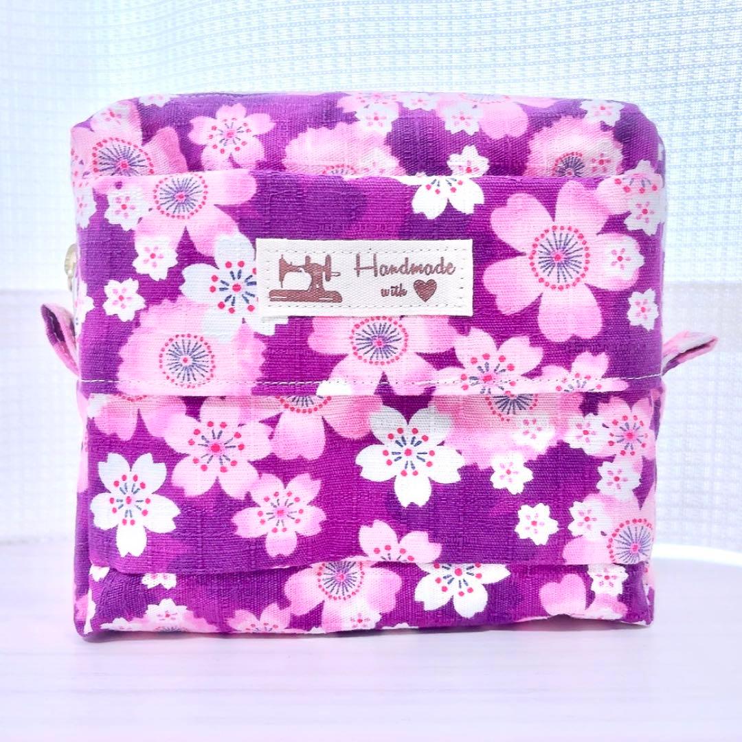 ★たっこ♡★ ハンドメイドポーチ ティッシュポケット付 和柄 桜 A480